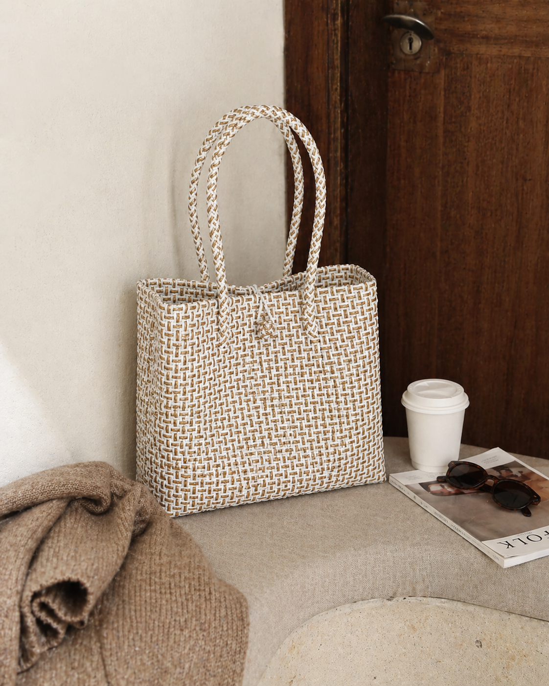 The Weekend Tote – Ivory Caramel