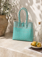 The Weekend Tote – Teal Grid